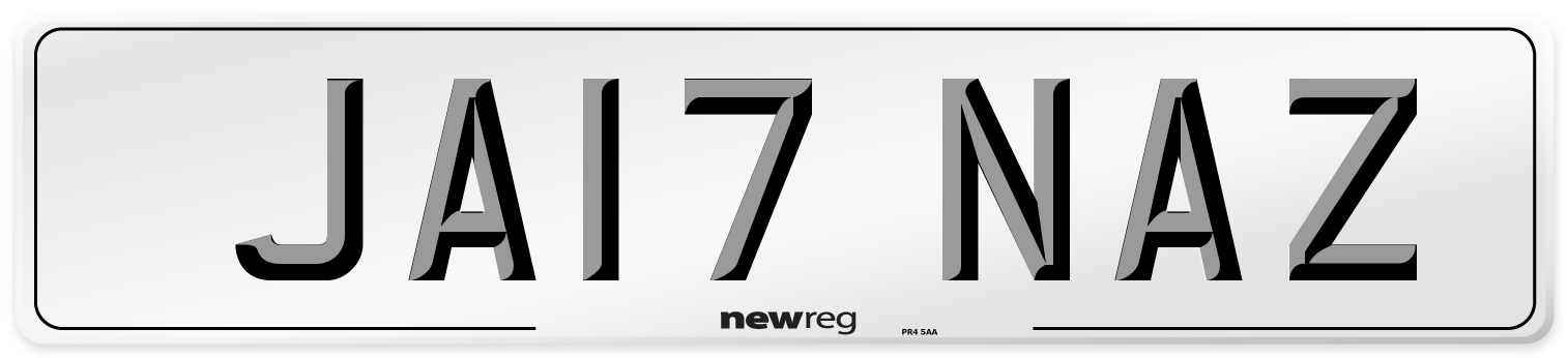JA17 NAZ Number Plate from New Reg